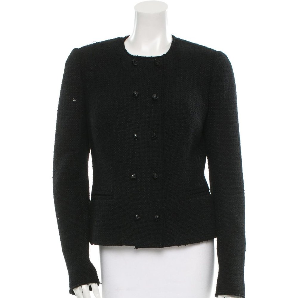 Dolce and Gabbana Double Breasted Black Tweed Blazer. Size 42 (6)